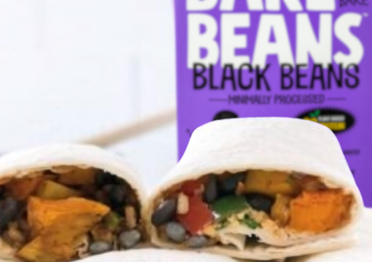 Black Bare Beans and Sweet Potato Wrap